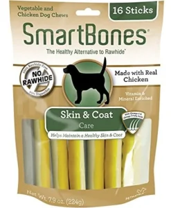 Smartbones Skin & Coat Care Sticks Dog Dental and Hard Chews - Chicken and Vegetable - 16 Pack