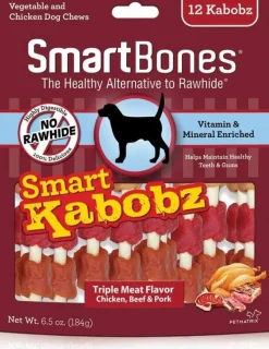 Smartbones Smart Kabobz Dog Dental and Hard Chews - Chicken Beef and Sweet Potato - 12 Pack