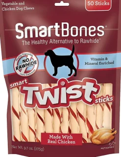 Smartbones Smart Twist Sticks Dog Dental and Hard Chews - Chicken - 50 Pack