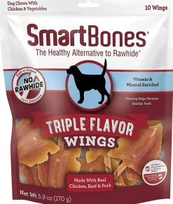 Smartbones Wings Triple Flavor Dog Dental and Hard Chews - Chicken - 10 Count