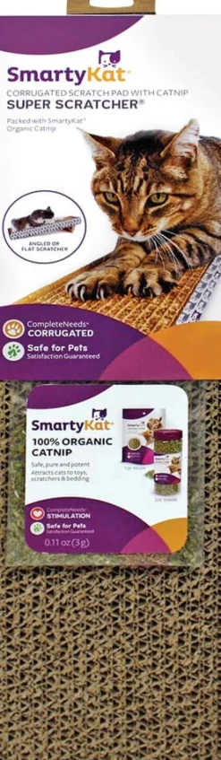SmartyKat Super Scratcher Single Wide Corrugate with Catnip - Brown