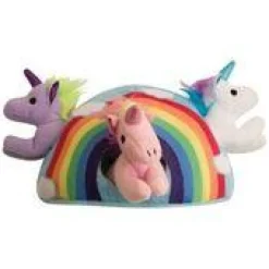 Snugarooz Hide and Seek Rainbow Shaped 4-in-1 Interactive Crinkle and Plush Dog Toy