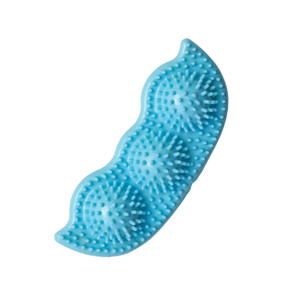 Snugarooz Pea Pods Dental Textured TPR Rubber Puppy Dog Toy - Blue - 5" Inches