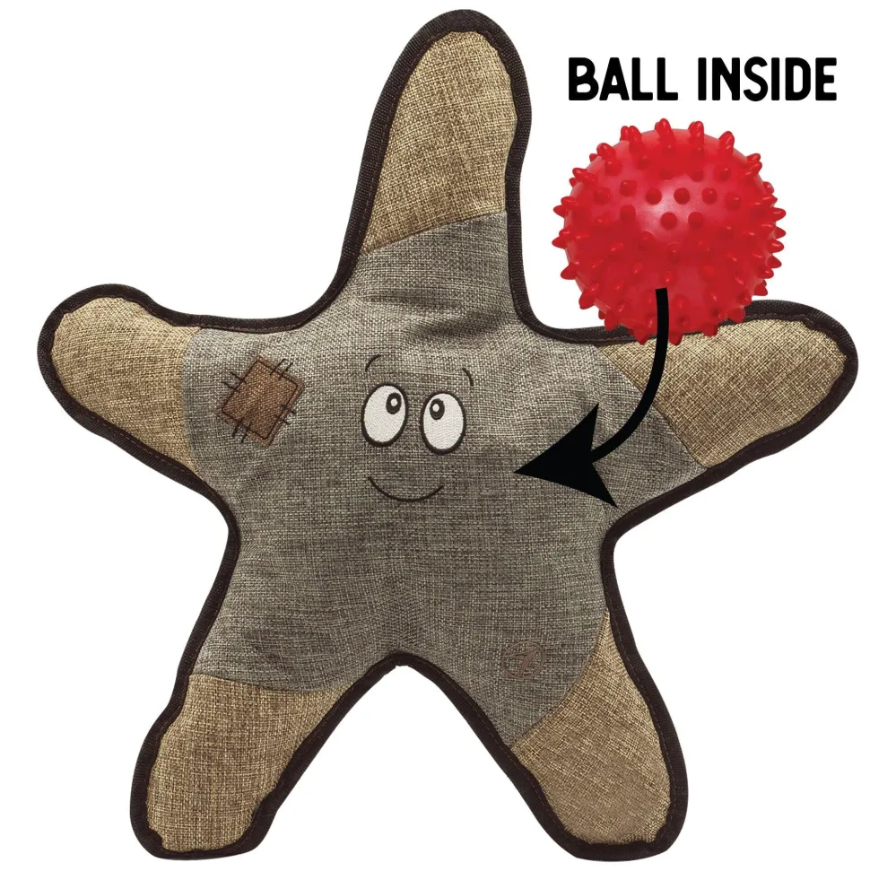 Snugarooz Sophie The Startfish Squeak and Crinkle Plush Nylon Dog Toy with Inner Spikey Ball - 21" Inches