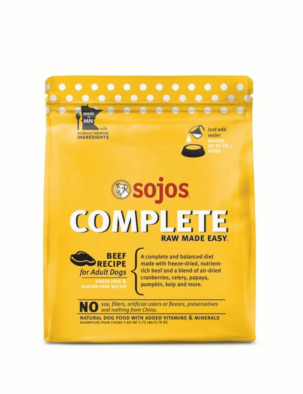 Sojos Freeze-Dried Dog Food Complete Adult Beef - 1.75 lbs