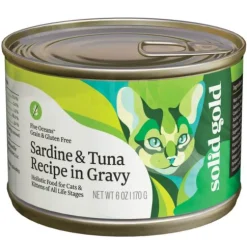 Solid Gold Five Oceans Grain-Free Sardines and Tuna Recipe in Gravy Canned Cat Food - 6 Oz - Case of 16