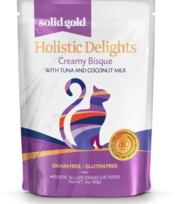 Solid Gold Holistic Delights Grain-Free Creamy Bisque Tuna and Coconut Puree Wet Cat Food Pouch - 3 Oz - Case of 24