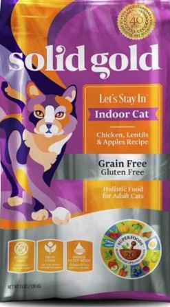 Solid Gold Lets Stay In Grain-Free Chicken Lentils and Apples Indoor Dry Cat Food - 6 Lbs
