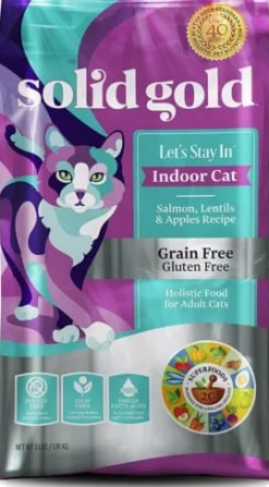 Solid Gold Let's Stay In Grain-Free Salmon Lentil and Apple Indoor Dry Cat Food - 6 Lbs