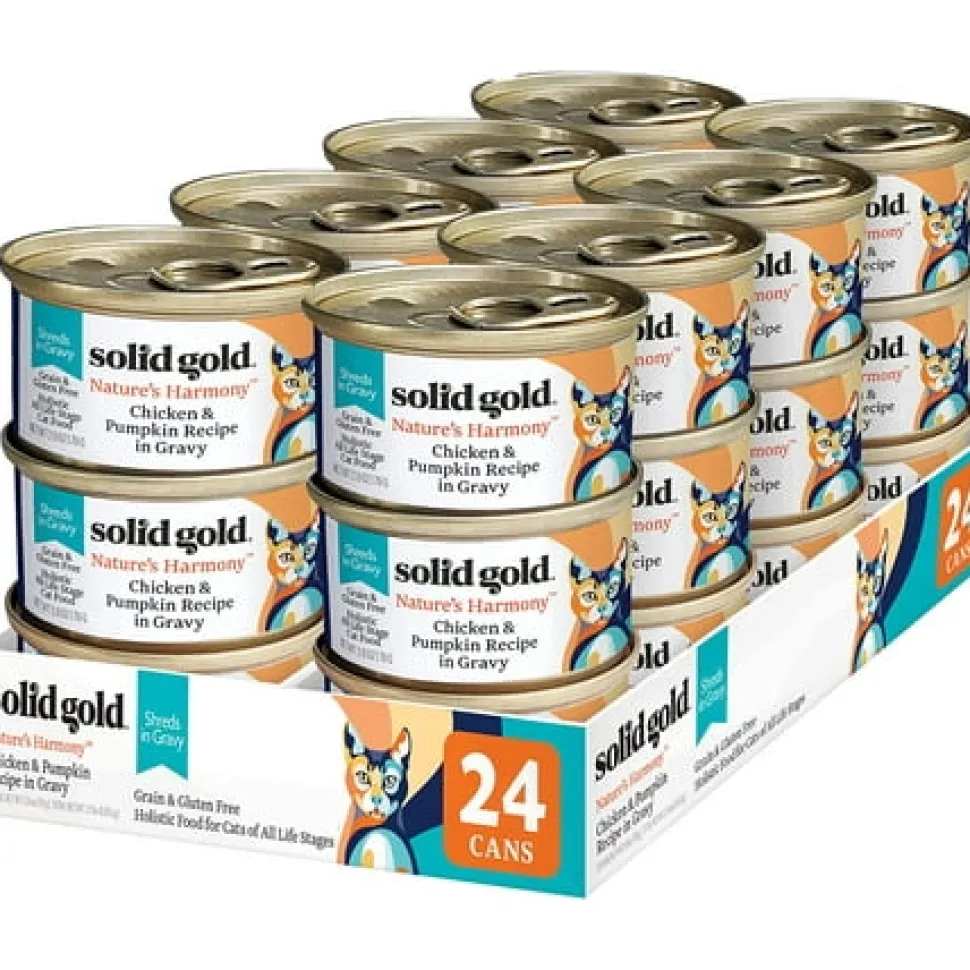 Solid Gold Nature's Harmony Grain-Free Chicken Shreds in Pumpkin Gravy Canned Cat Food - 3 Oz - Case of 24