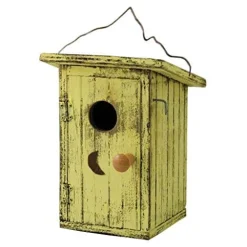 Songbird Essentials Birdie Loo Bird House - Yellow - 3.9 X 4.9 X 7.3 In