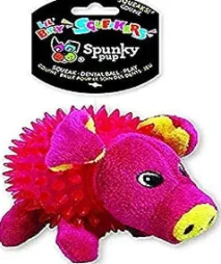 Spunky Pup Glow In the Dark Pig Squeak and Plush Dog Toy - Small