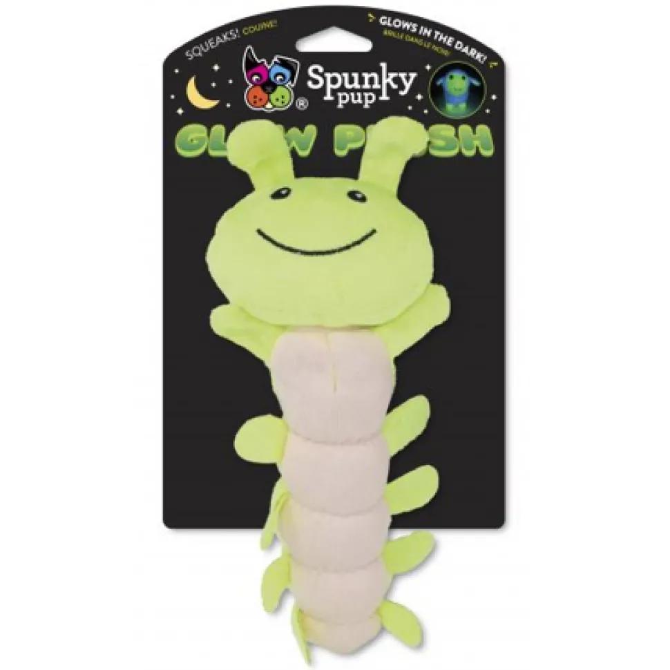 Spunky Pup Glow In the Dark Caterpillar Squeak and Plush Dog Toy - Large