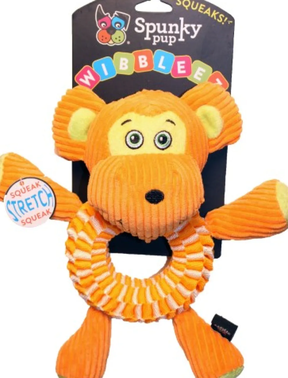 Spunky Pup Wibbleez Stretch Round Squeak and Plush Nylon Dog Toy