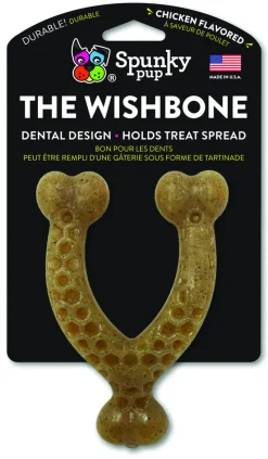 Spunky Pup Wishbone Chicken Flavored Durable Nylon Fetch Dog Toy - Large