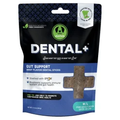 Stashios Dental+ Sticks with Gut Support Beef Broth Dog Dental Chews - Dogs Over 35 Lbs - Medium/Large - 11.3 Oz