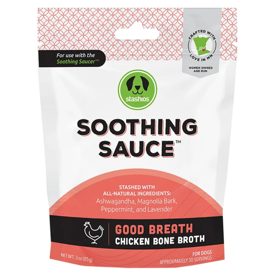 Stashios Soothing Sauce All-Natural Chicken Bone Broth and Calming Powder Dog Food Supplement or Topper - 3 Oz