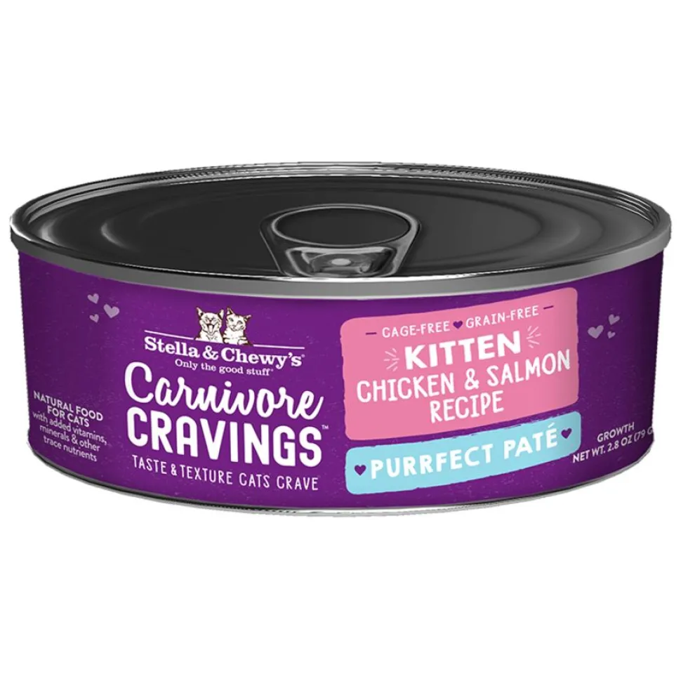 Stella & Chewy's Carnivore Cravings Purrfect Pate Grain-Free Kitten Chicken and Salmon Canned Cat Food - Case of 24