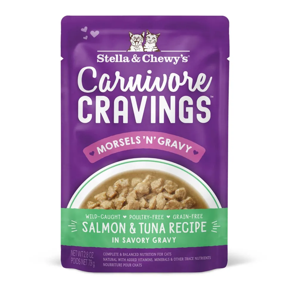 Stella & Chewy's Carnivore Cravings Morsals N' Gravy Salmon and Tuna Wet Cat Food Pouch - 2.8 Oz - Case of 24