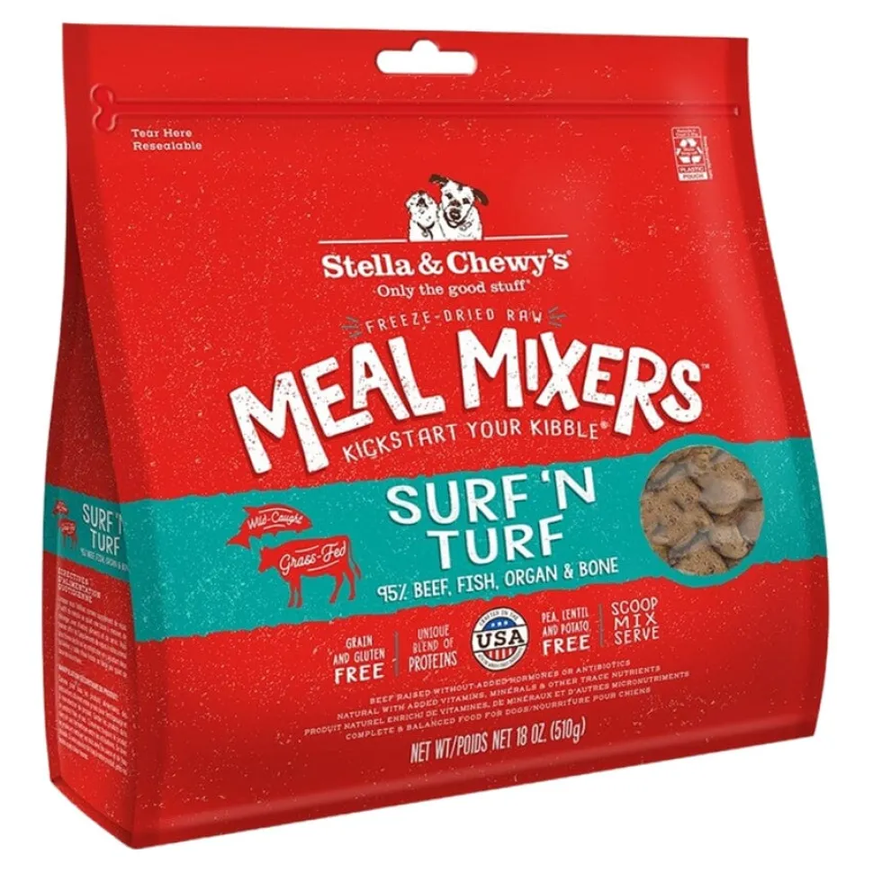 Stella & Chewy's Meal Mixers Grain-Free Surf N' Turf Beef and Fish Freeze-Dried Raw Dog Food or Topper