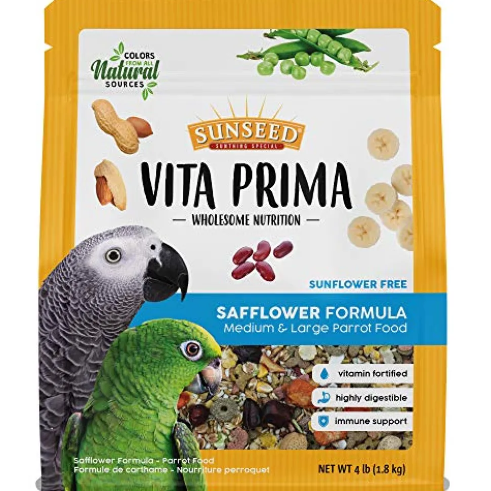 Sunseed Vita Prima - Safflower Formula Medium & Large Parrot Food - 4 lb - Pack of 6