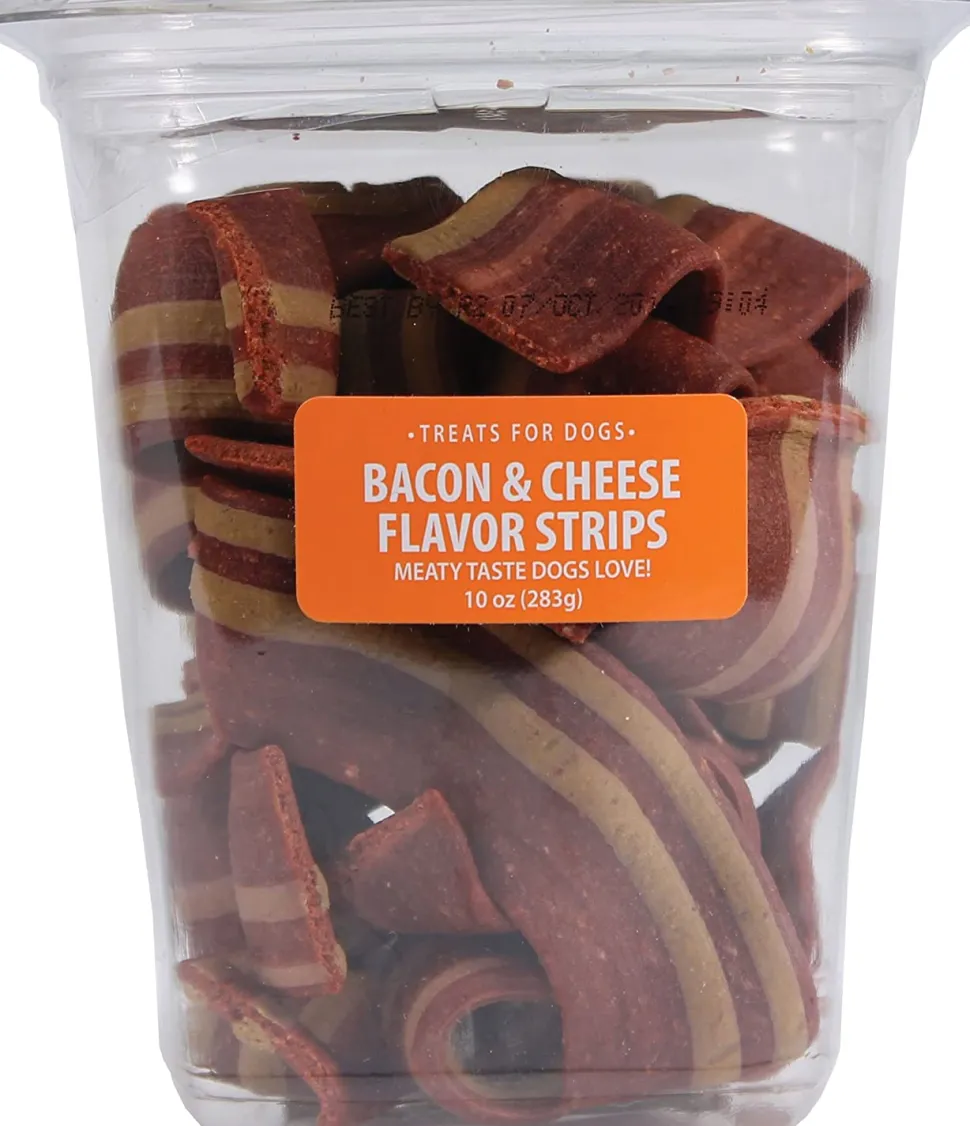 Sunshine Mills Bacon & Cheese Flavor Strips Bulk Natural Dog Treats - 10 oz - Case of 6