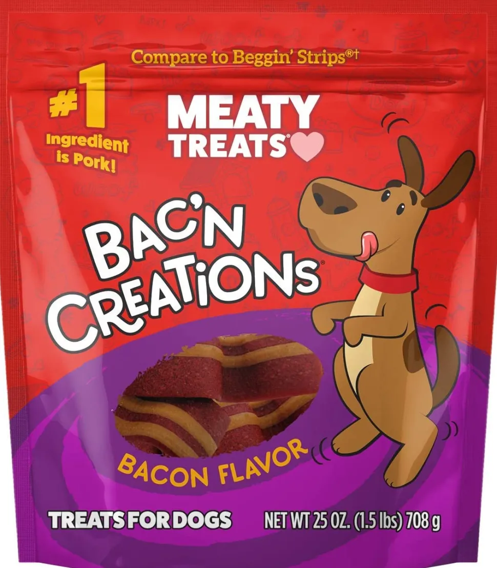 Sunshine Mills Meaty Treats Bacon Creations Baked Dog Treats - 25 oz - Case of 6