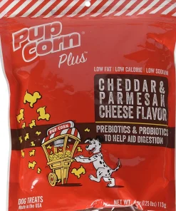 Sunshine Mills Pupcorn Plus Parmesan & Cheddar Cheese Natural Dog Treats - 4 oz - Case of 6