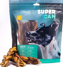 Supercan Braided Dog Bully Sticks - 6 Inch - 50 Count