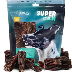 Supercan Pork Braided Gullet Sticks Dog Jerky Treats - 8-10 Inch - 50 Count