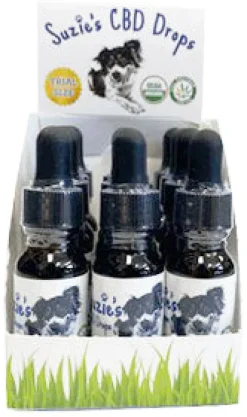 Suzie's CBD Treats 2 x 1/2 oz Droppers Cat and Dog Supplement - Trial Size Display