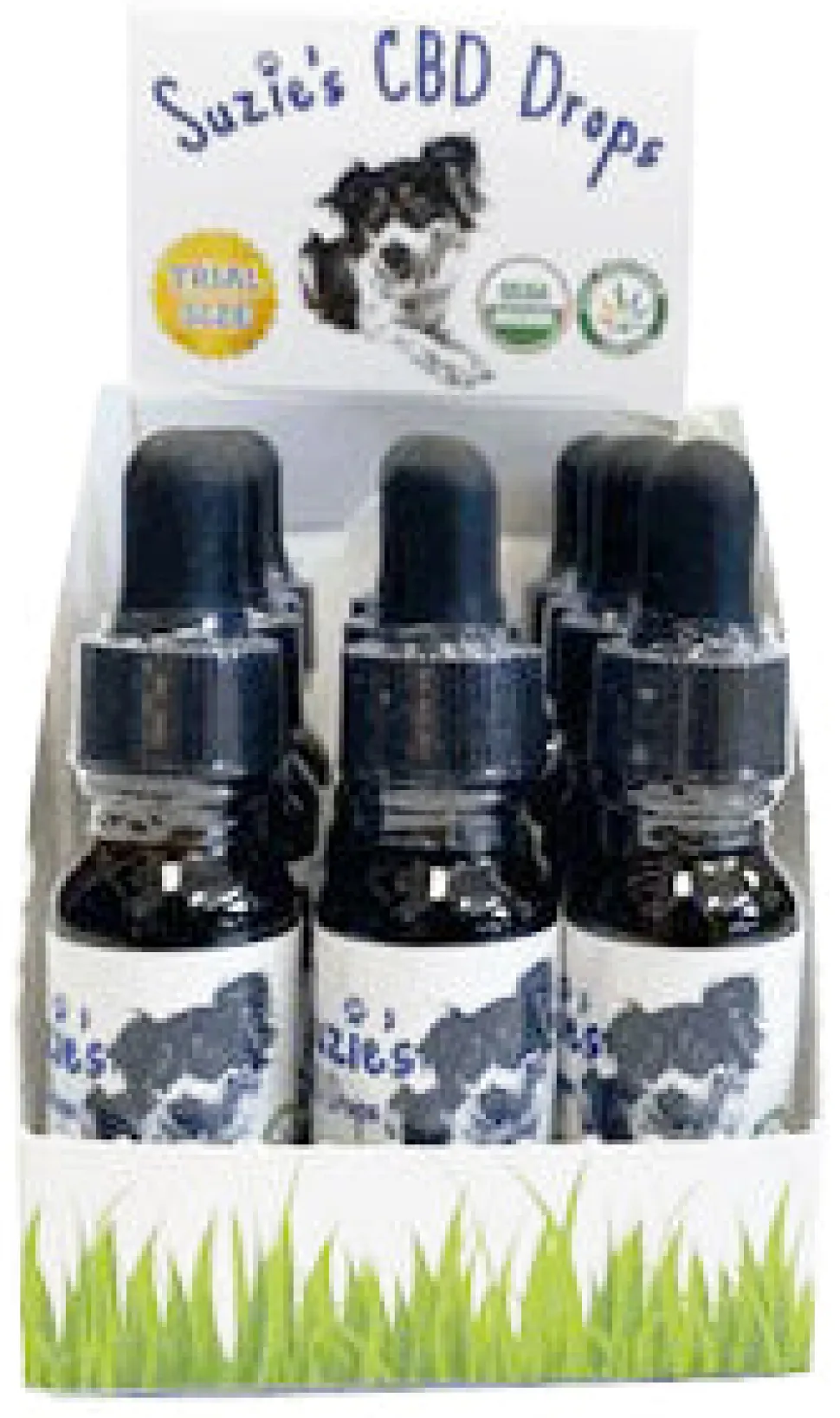 Suzie's CBD Treats 2 x 1/2 oz Droppers Cat and Dog Supplement - Trial Size Display
