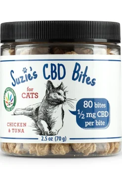 Suzie's CBD Treats CBD Bites for Cats Chicken & Tuna 0.5 mg Cat Biscuits - 80 ct Jar