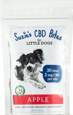 Suzie's CBD Treats CBD Bites for Small Dogs Apple 2 mg Dog Biscuits - 30 ct Bag