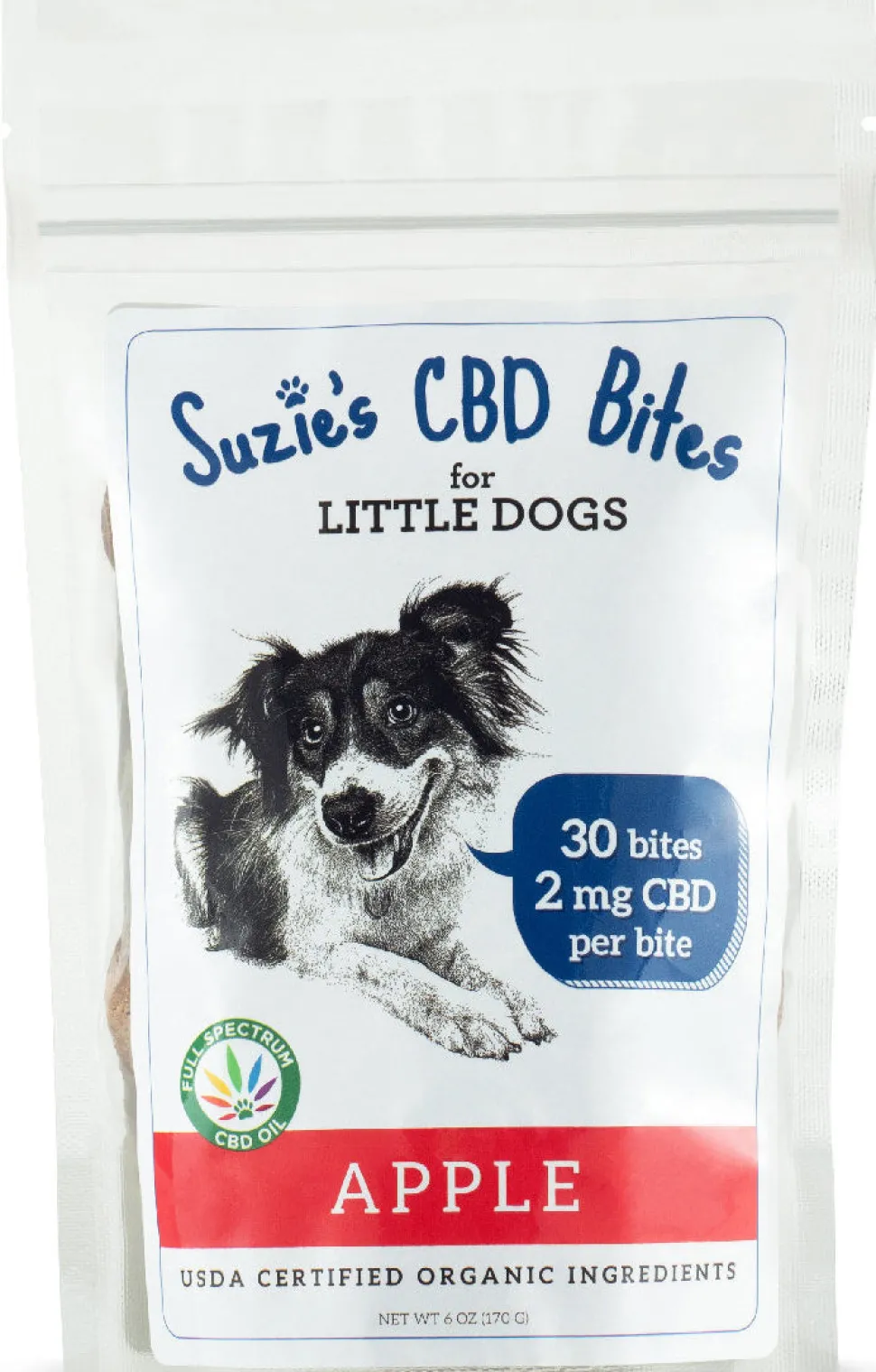 Suzie's CBD Treats CBD Bites for Small Dogs Apple 2 mg Dog Biscuits - 30 ct Bag