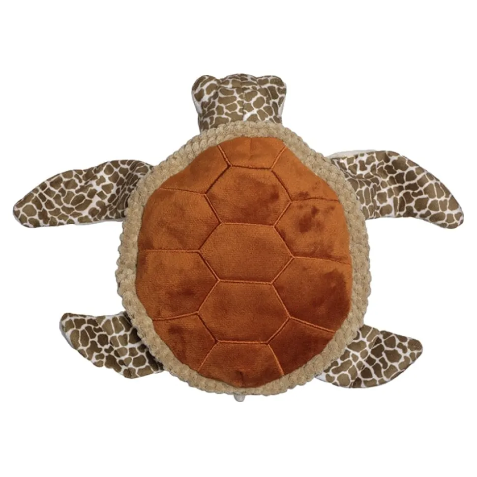 Tall Tails Animated Durable Sea Turtle Squeak and Plush Dog Toy - 10 Inch