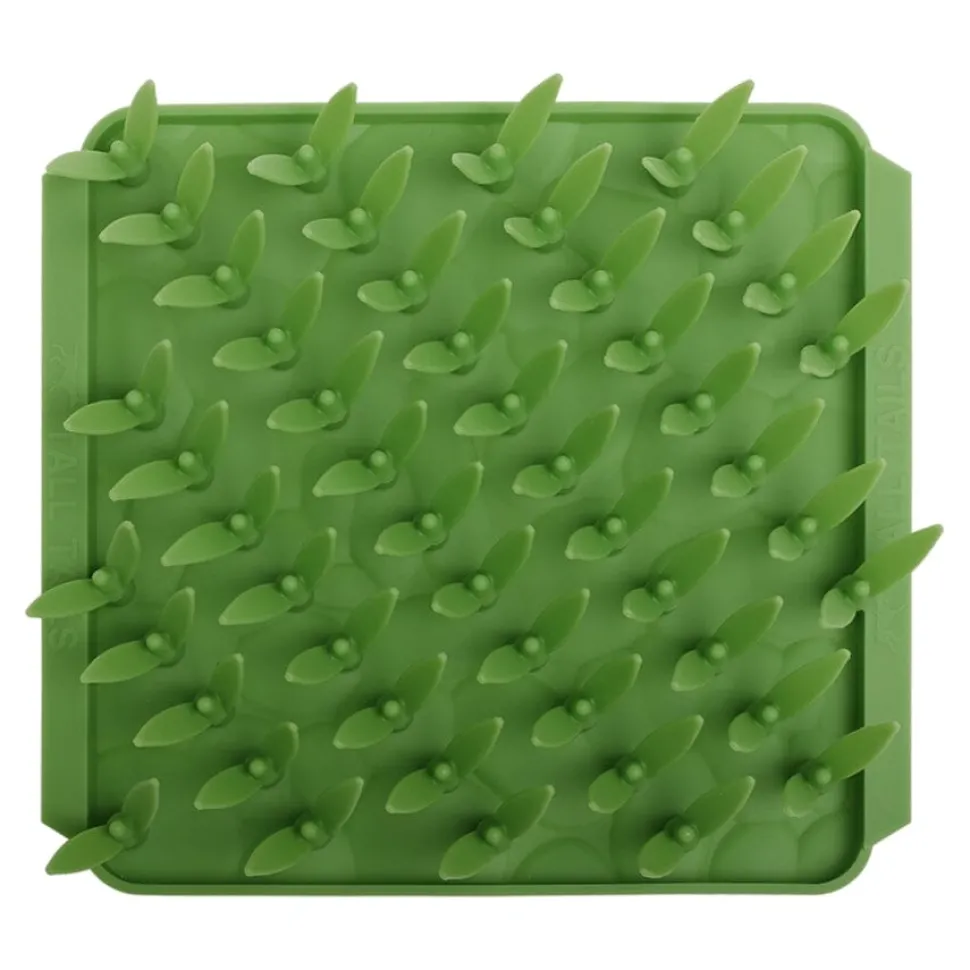 Tall Tails Grass Foraging Mat Silicone Interactive Dog Feeder - Green - L:8.5 X W: 8 Inches