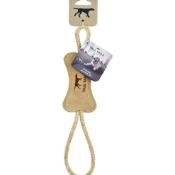 Tall Tails Natural Leather and Rope Bone Fetch and Tug Dog Toy