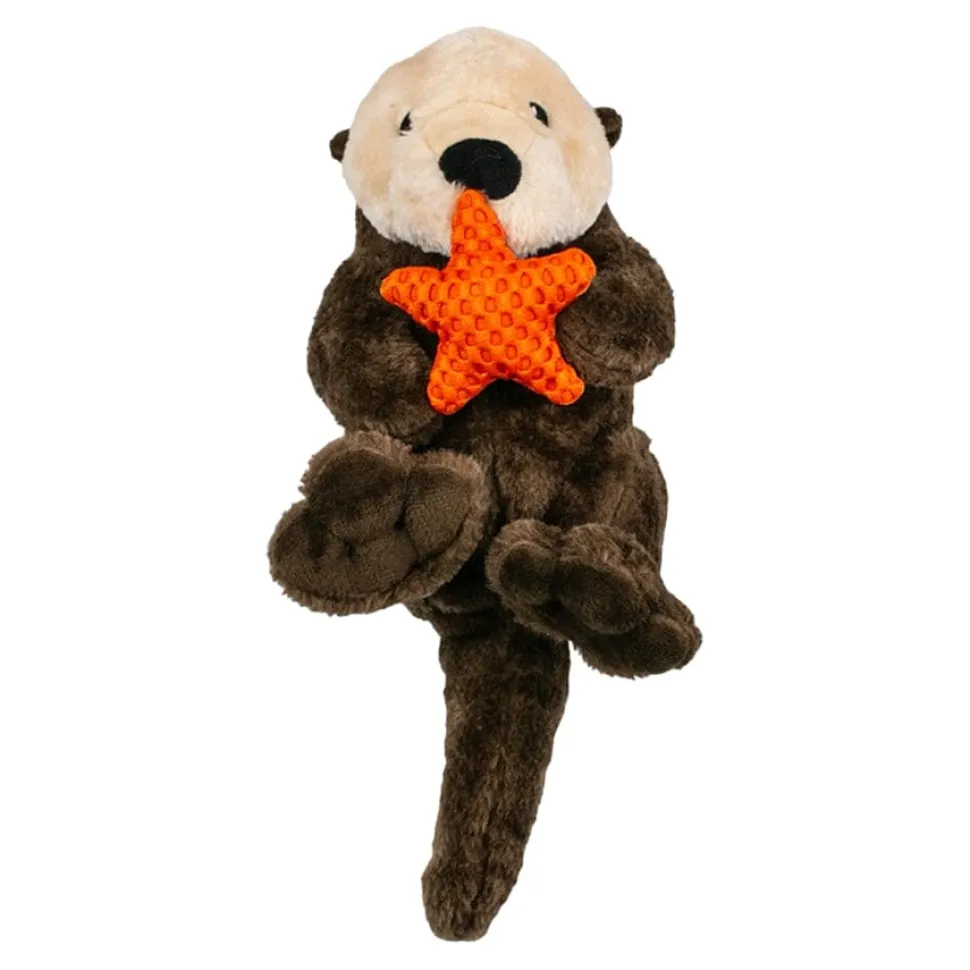 Tall Tails Rope Inner Structured Otter Squeak and Crinkle Plush Dog Toy - 14 Inches