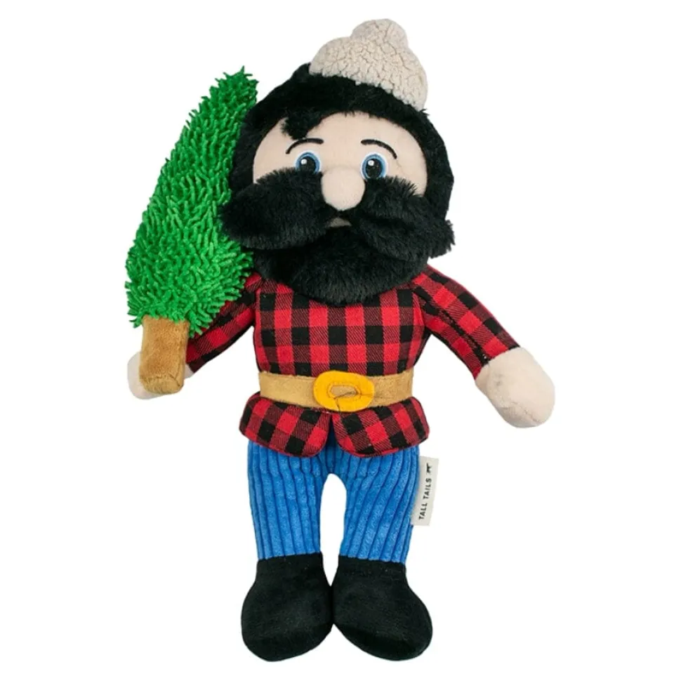 Tall Tails Rope Inner Structured Paul Bunyan Squeak and Crinkle Plush Dog Toy - 14 Inches