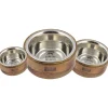 Tall Tails Stainless Steel and Rustic Wood Cat and Dog Bowl