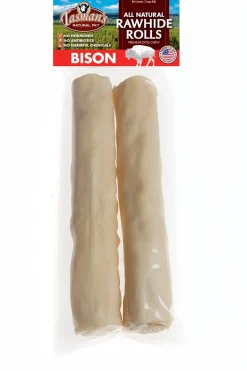 Tasman's Natural Pet Bison Rawhide 9" - 10" Large Rolls Dog Natural Chews - 2 Pack