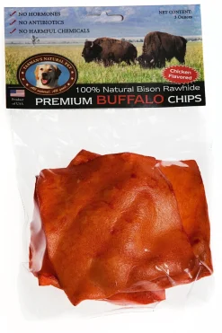 Tasman's Natural Pet Bison Rawhide Bisonhide Chicken Chips Dog Natural Chews - 3 oz Bag