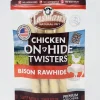 Tasman's Natural Pet Bison Rawhide Bisonhide Chicken Twist Medium Dog Natural Chews - 4 Pack