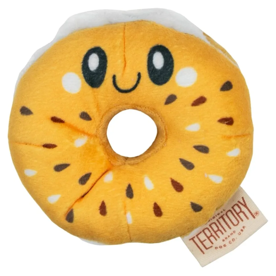 Territory Bagel Hide-and-Treat Squeak and Crinkle Plush Dog Toy - 4 Inches