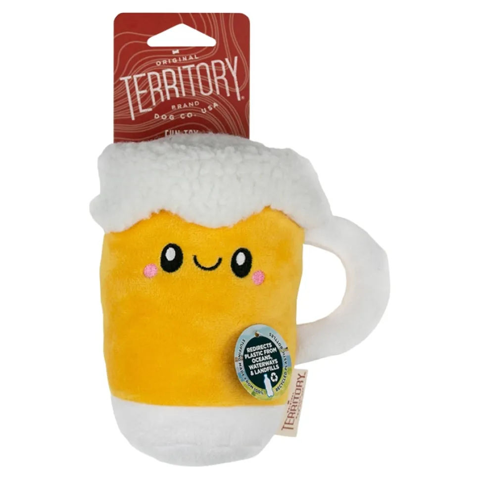 Territory Beer Mug Squeak and Plush Dog Toy - 6.5 Inches