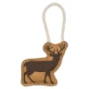 Territory Deer Natural Leather Squeak Chew and Rope Tug Dog Toy - 8 Inches