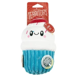 Territory 2-in-1 Cupcake Squeak and Plush Dog Toy with Removable Tennis Ball - 6 Inches