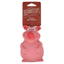 Territory Pig Squeaker Latex Chew Dog Toy - 3.4 Inches