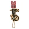 Territory Tractor Truck Natural Leather Squeak Chew and Rope Tug Dog Toy - 13.5 Inches